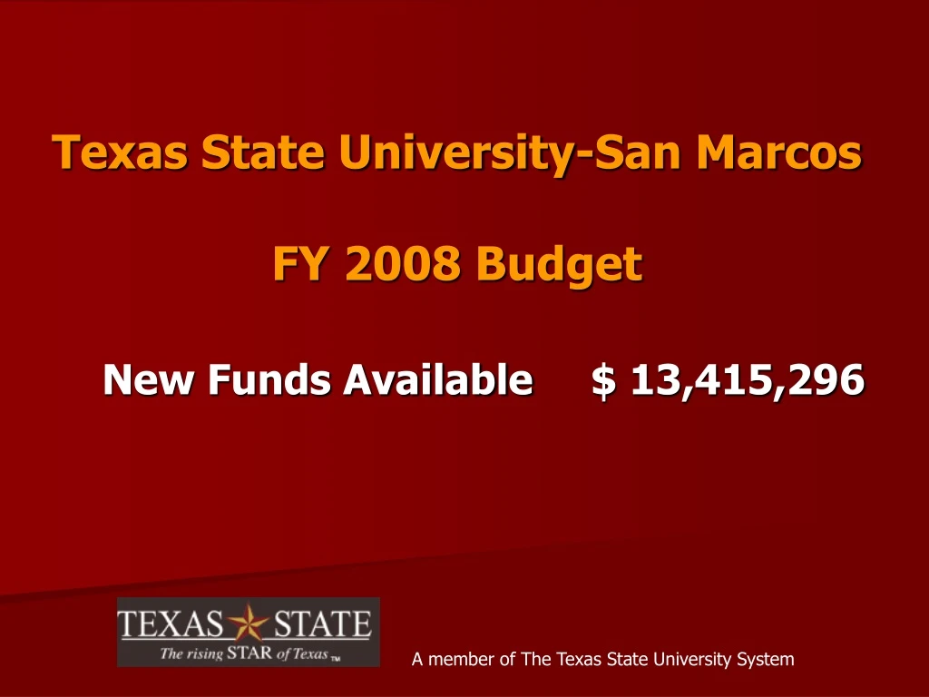 texas state university san marcos fy 2008 budget