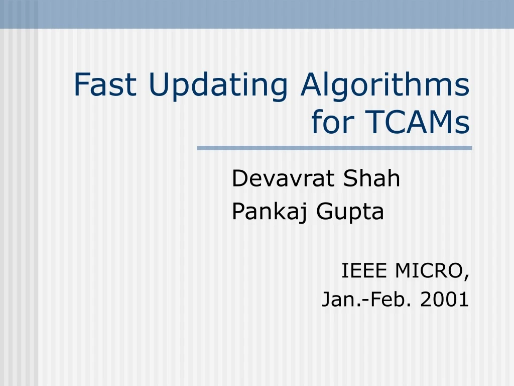 fast updating algorithms for tcams