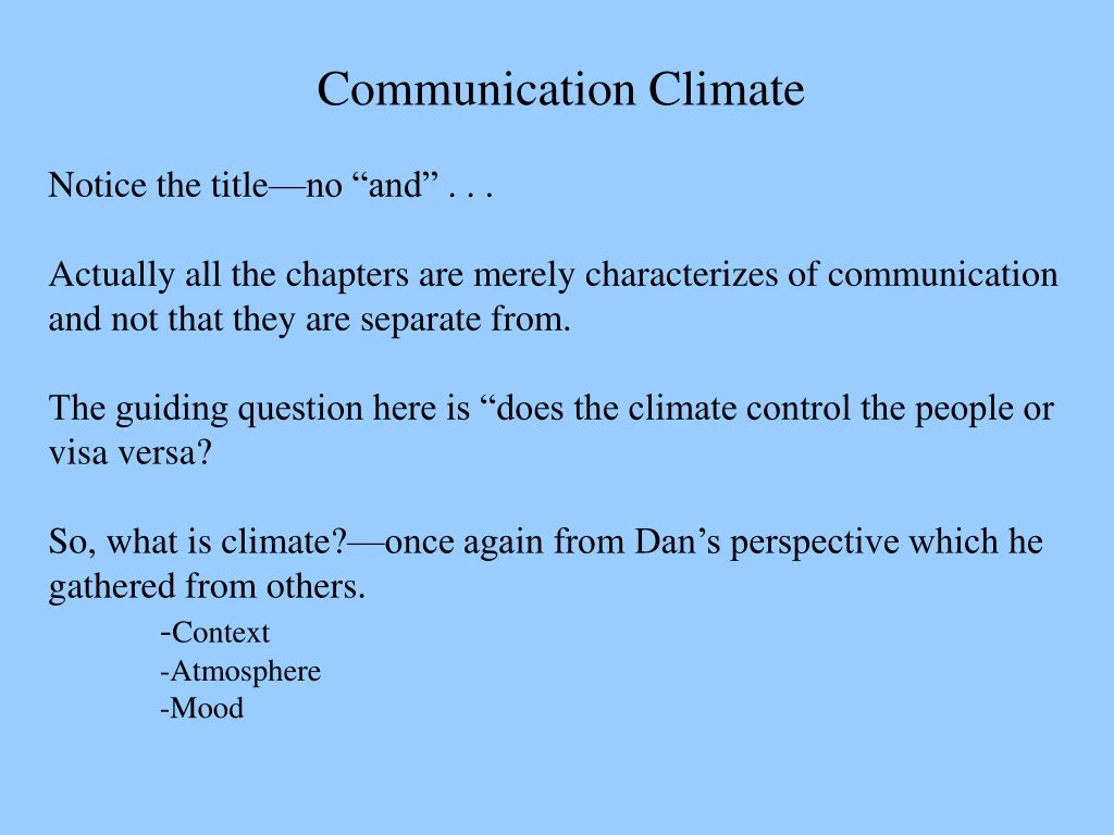 communication climate notice the title