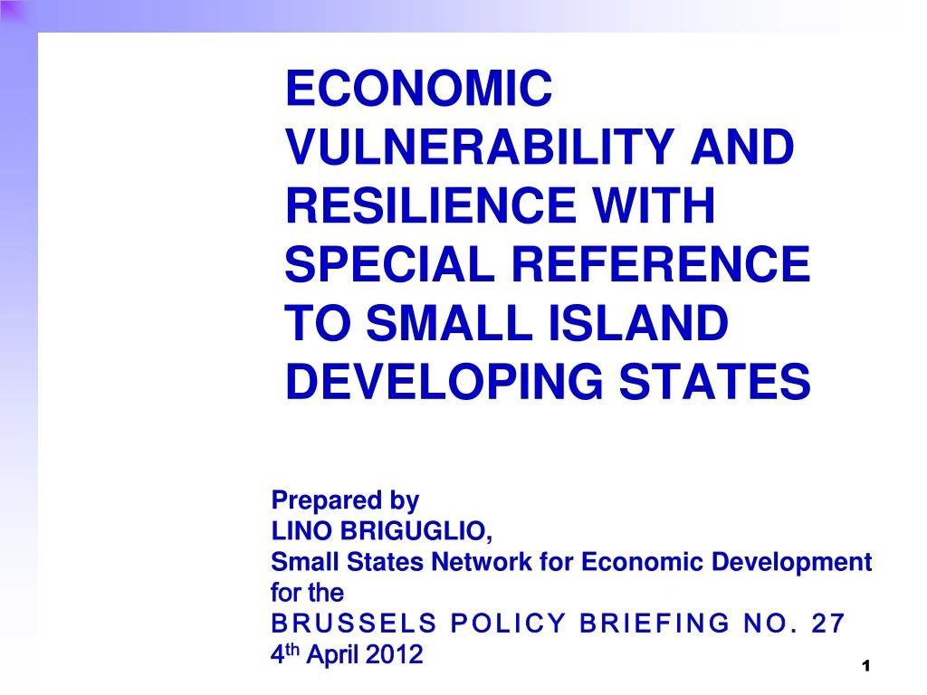 economic vulnerability and resilience with special reference to small island developing states