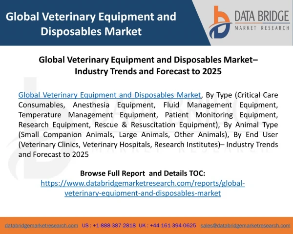 Global Veterinary Equipment and Disposables Market – Industry Trends and Forecast to 2027