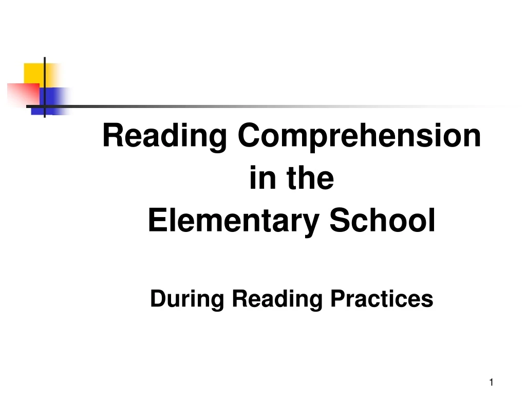 reading comprehension in the elementary school