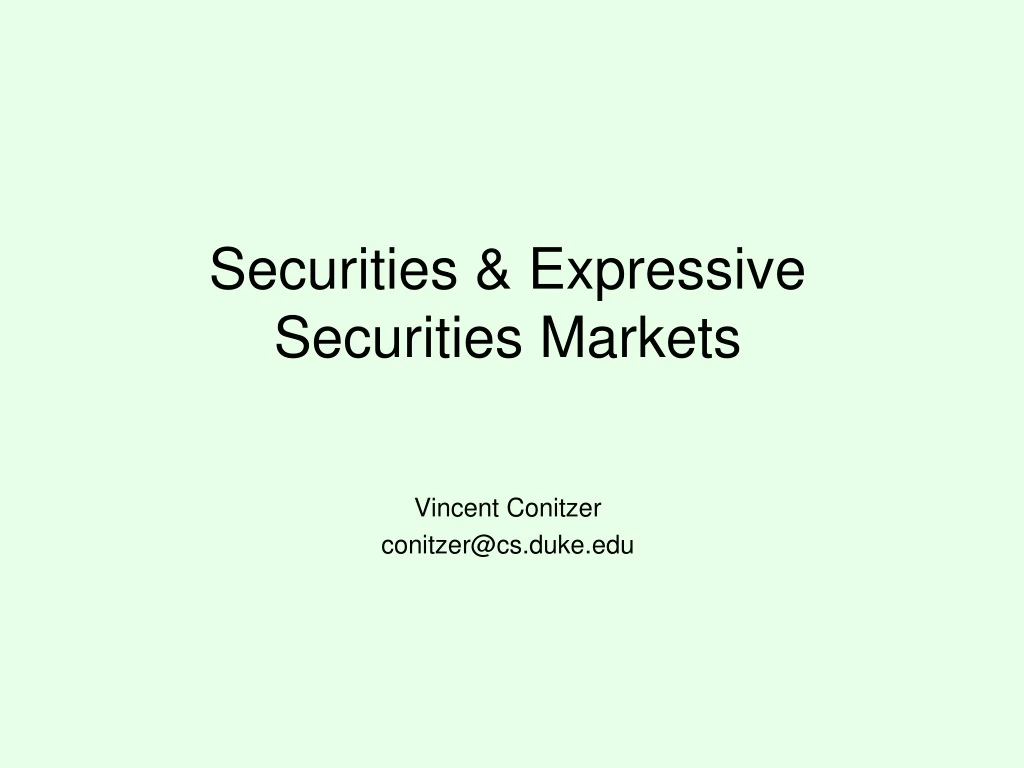 securities expressive securities markets