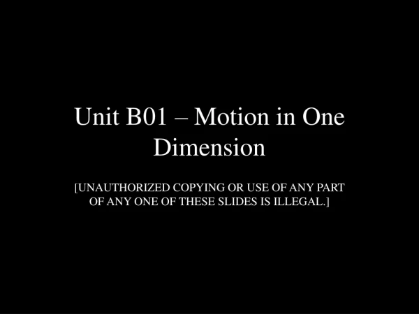 Unit B01 – Motion in One Dimension