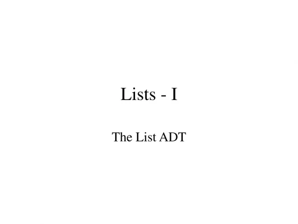 Lists - I