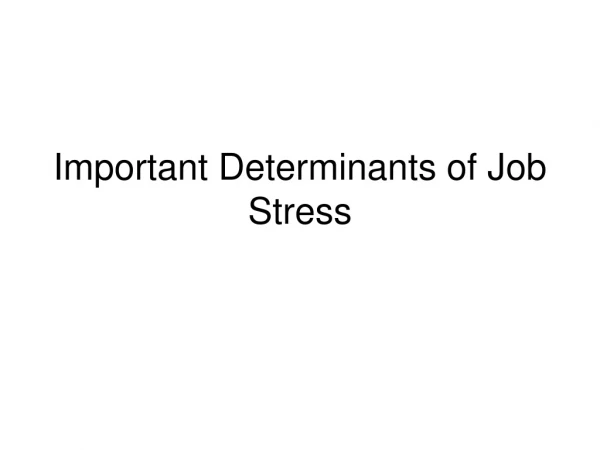 Important Determinants of Job Stress