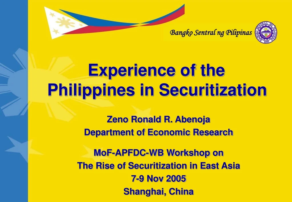 experience of the philippines in securitization