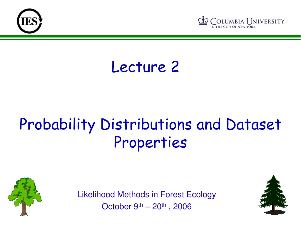 probability distributions and dataset properties