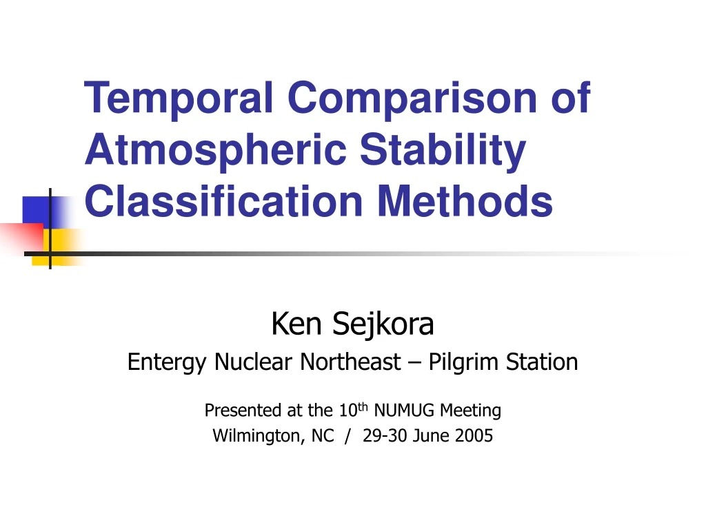 temporal comparison of atmospheric stability classification methods