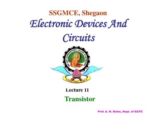 SSGMCE, Shegaon Electronic Devices And Circuits