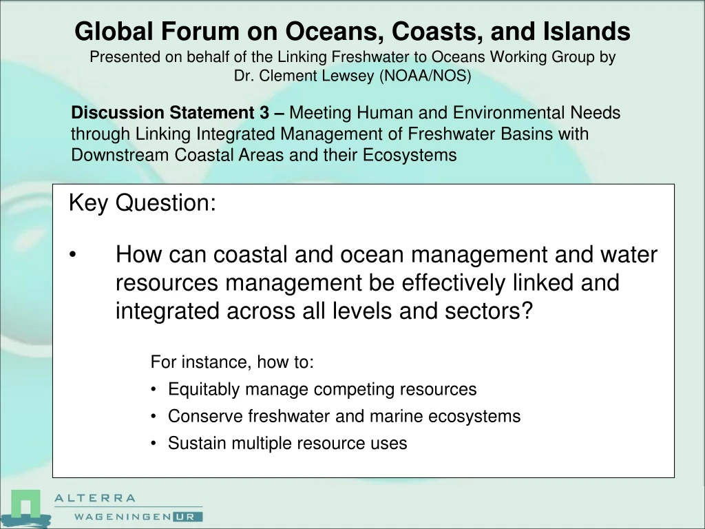 key question how can coastal and ocean management
