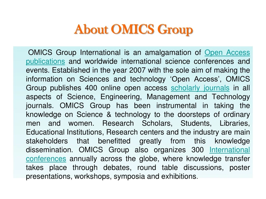 about omics group