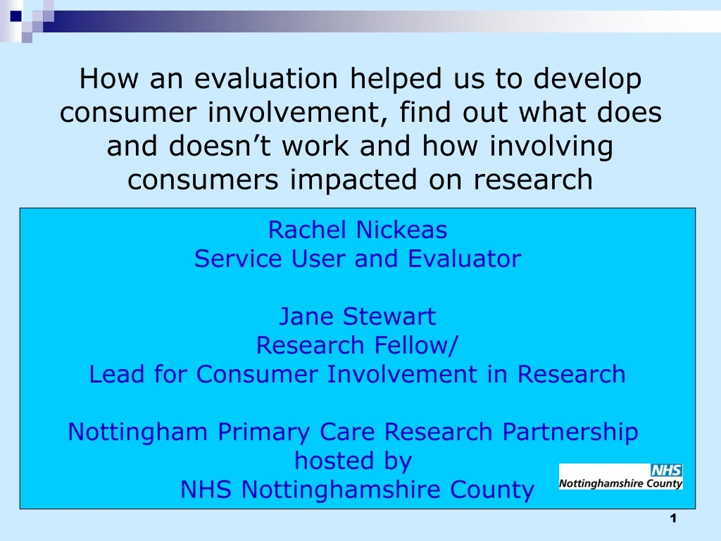 how an evaluation helped us to develop consumer