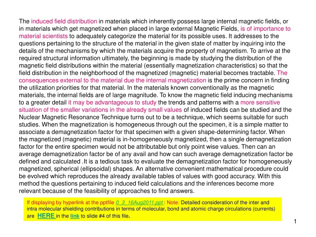 the induced field distribution in materials which