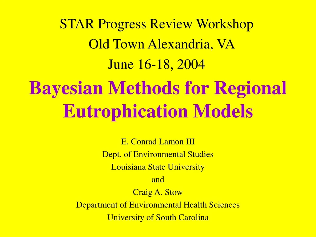 bayesian methods for regional eutrophication models