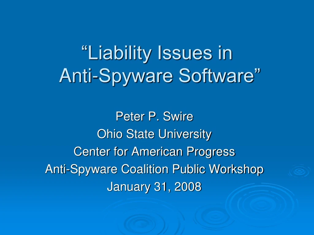 liability issues in anti spyware software