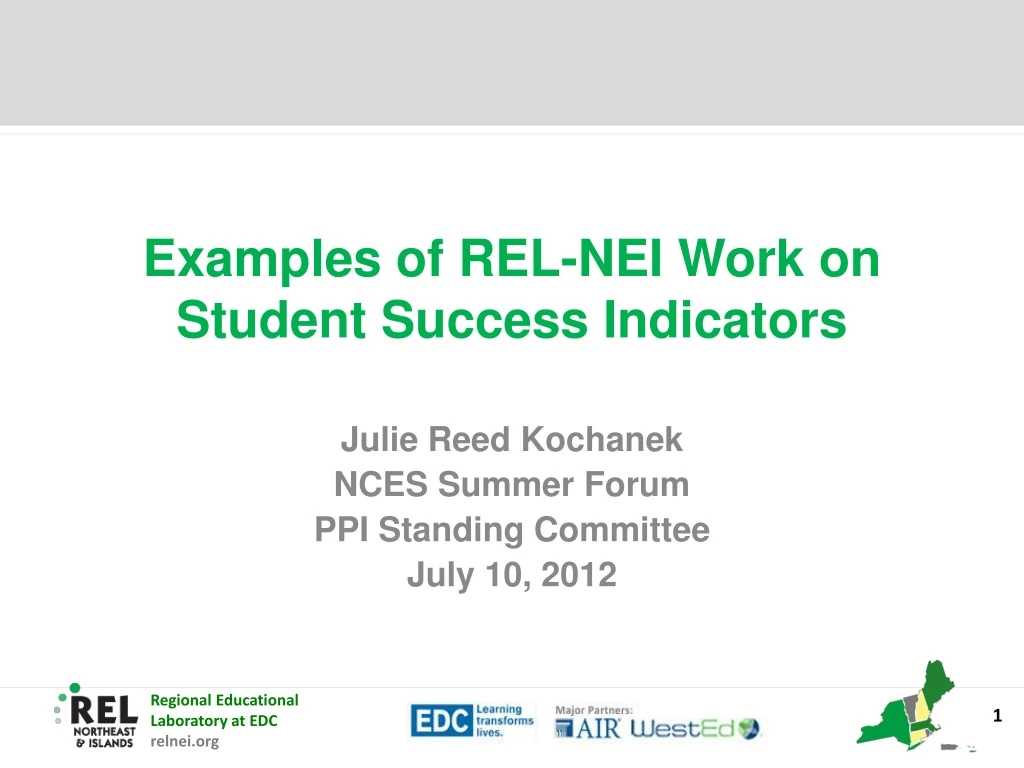 examples of rel nei work on student success indicators