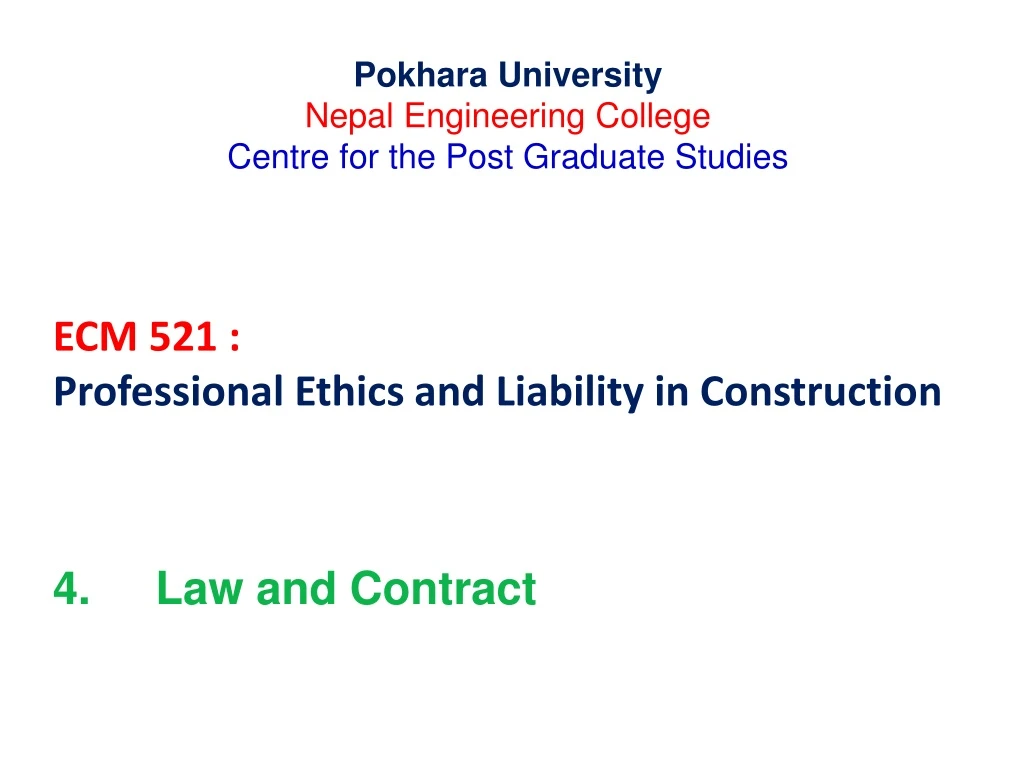 ecm 521 professional ethics and liability in construction