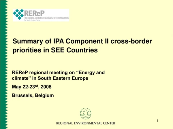 Summary of IPA Component II cross-border priorities in SEE Countries
