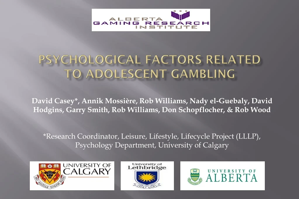 psychological factors related to adolescent gambling