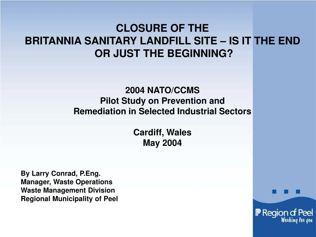 closure of the britannia sanitary landfill site