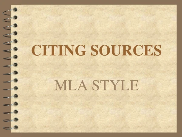 CITING SOURCES