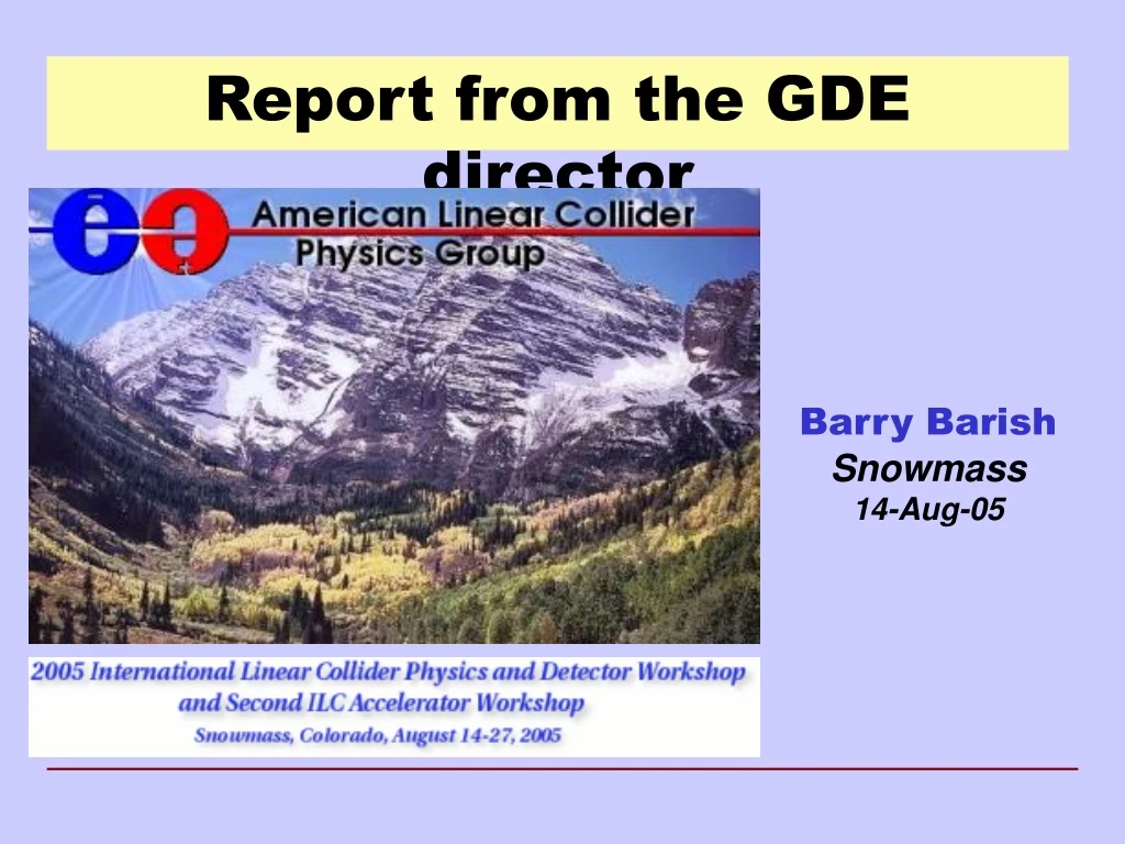 report from the gde director