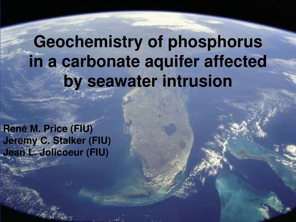 geochemistry of phosphorus in a carbonate aquifer affected by seawater intrusion