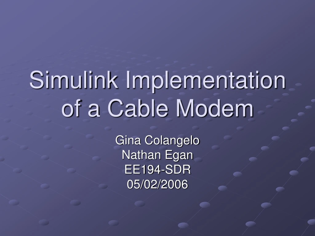 simulink implementation of a cable modem