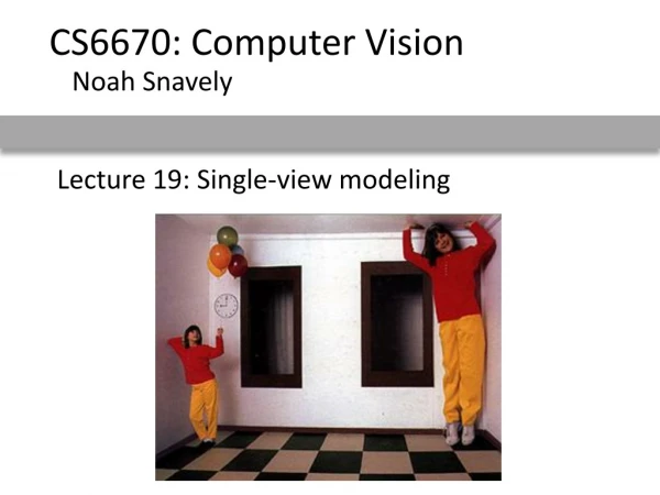 Lecture 19: Single-view modeling