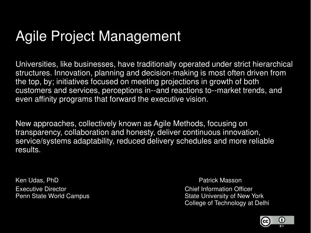 agile project management universities like