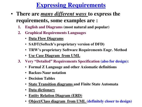 Expressing Requirements