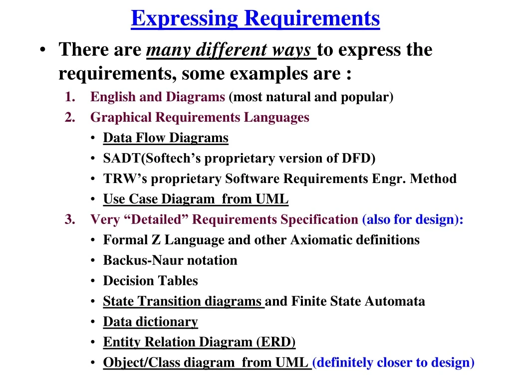 expressing requirements