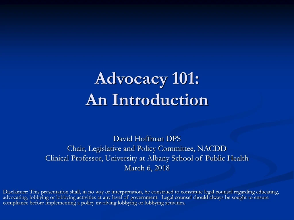 advocacy 101 an introduction