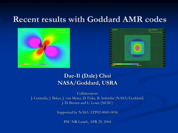 Recent results with Goddard AMR codes