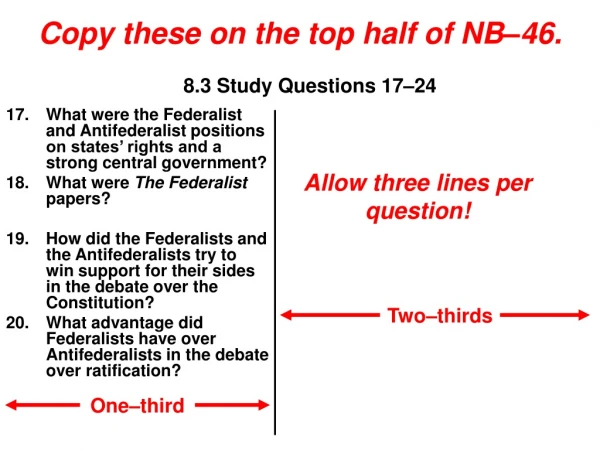 Copy these on the top half of NB–46.
