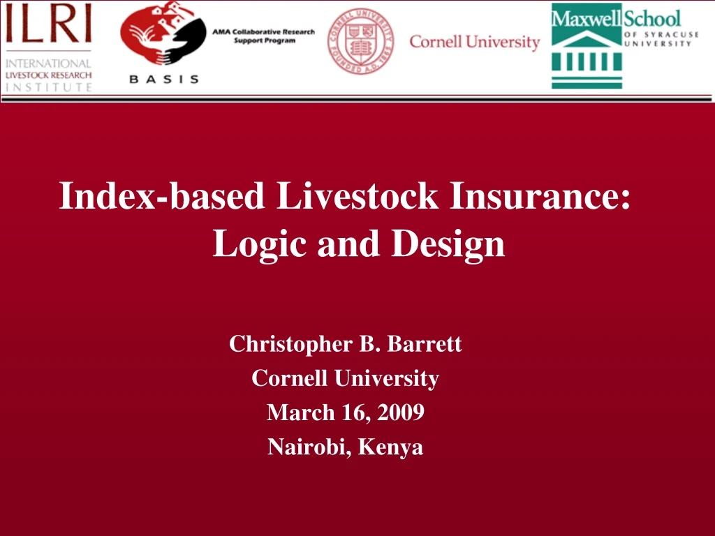 index based livestock insurance logic and design