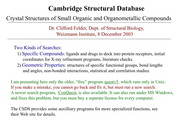Cambridge Structural Database