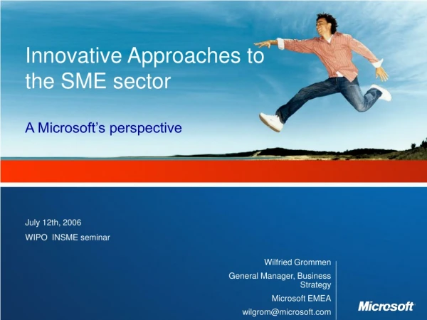 Innovative Approaches to the SME sector  A Microsoft’s perspective