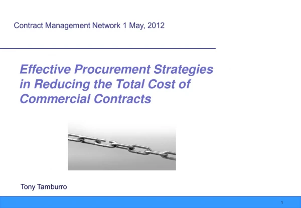 Effective Procurement Strategies in Reducing the Total Cost of Commercial Contracts