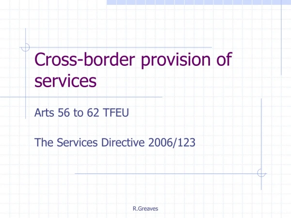 Cross-border provision of services