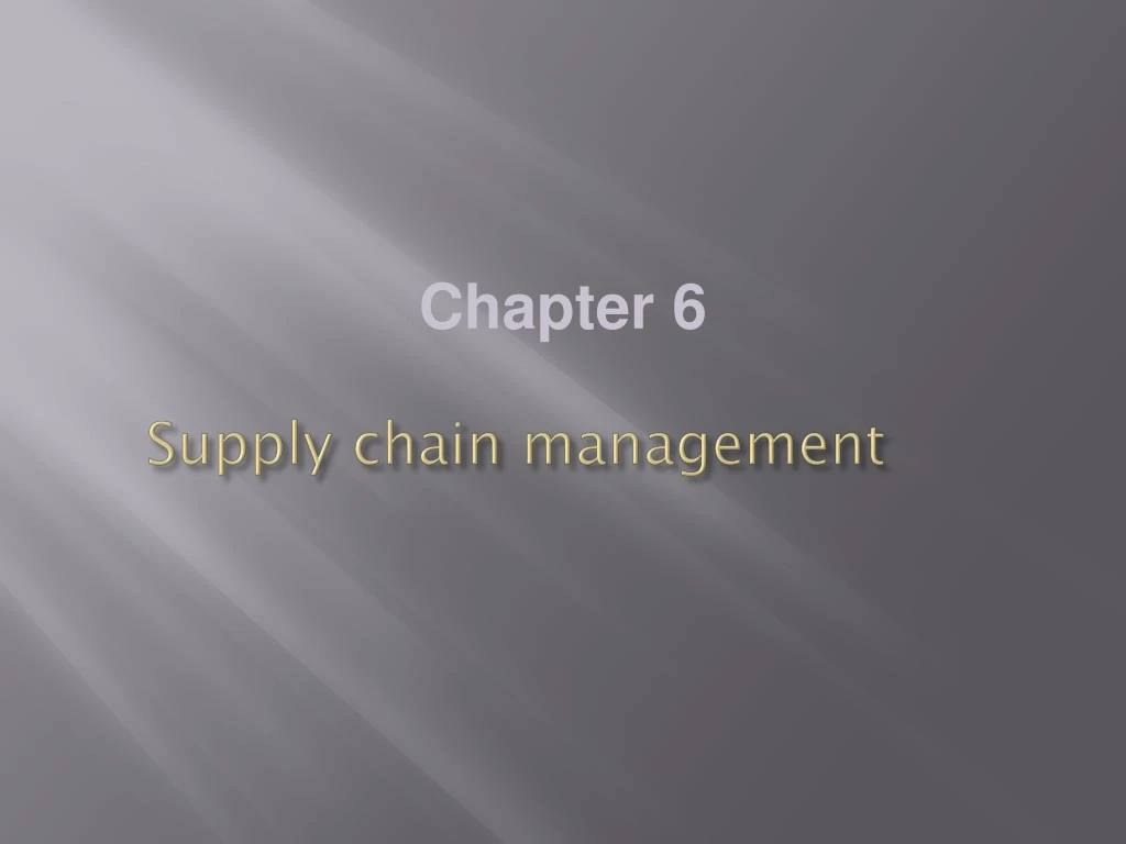 supply chain management