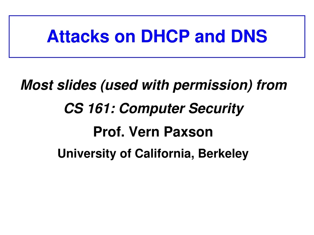 attacks on dhcp and dns