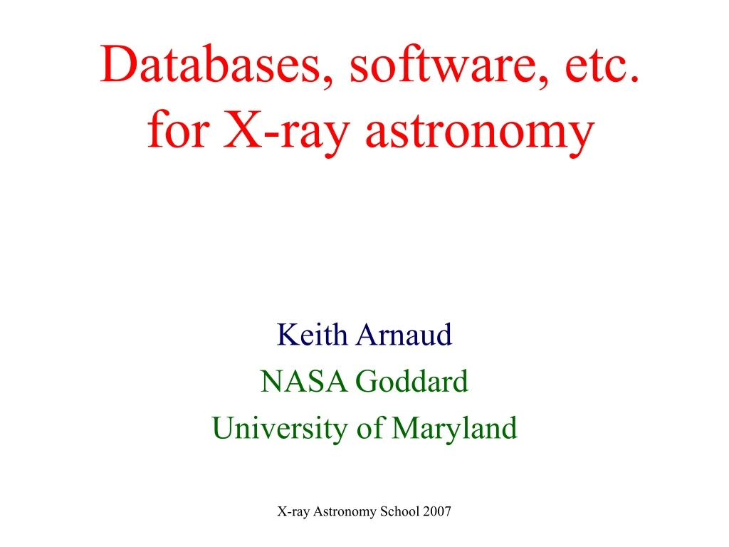 databases software etc for x ray astronomy