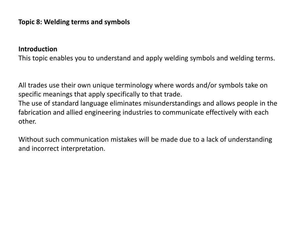 topic 8 welding terms and symbols introduction