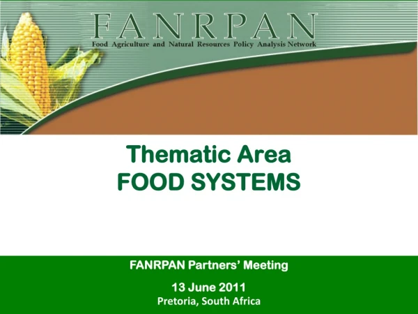 Thematic Area FOOD SYSTEMS
