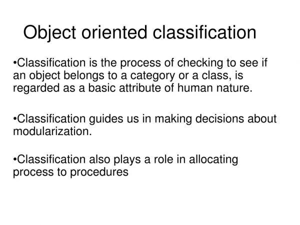 Object oriented classification