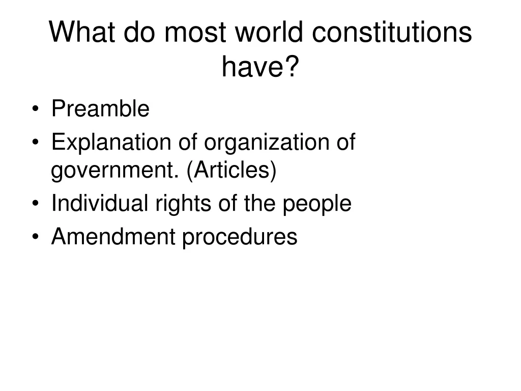 what do most world constitutions have