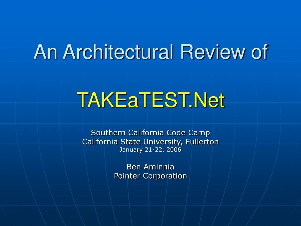 an architectural review of takeatest net