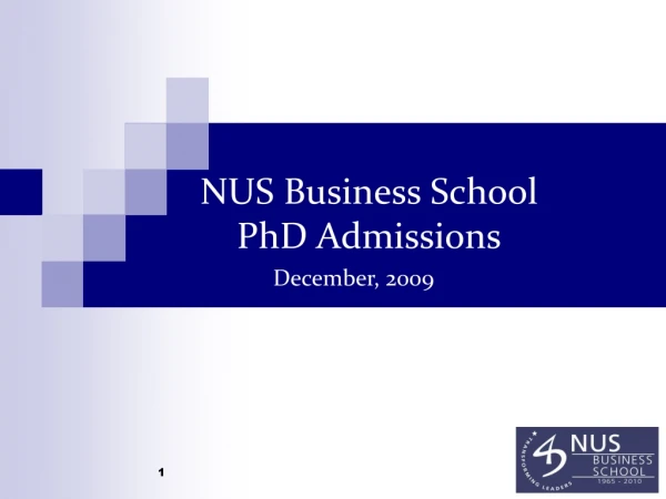 NUS Business School PhD Admissions